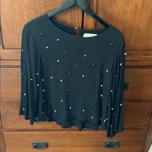Womens black silver studded top-MEDIUM